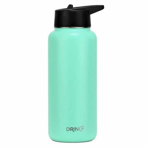 Cosmos 32oz teal insulated stainless steel water bottle with 3 lids